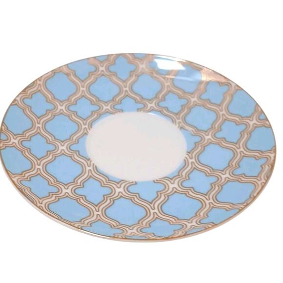 Grace's Teaware Blue Debra Saucer 6" Plate Gold Handpainted Geometric Regency - Picture 5 of 12